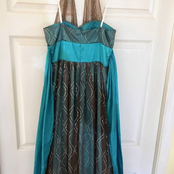 Floor-length turquoise formal/prom dress - Picture 5 of 10